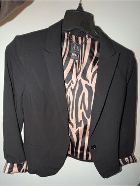 Armani Exchange Black Blazer with Pink Zebra Lining